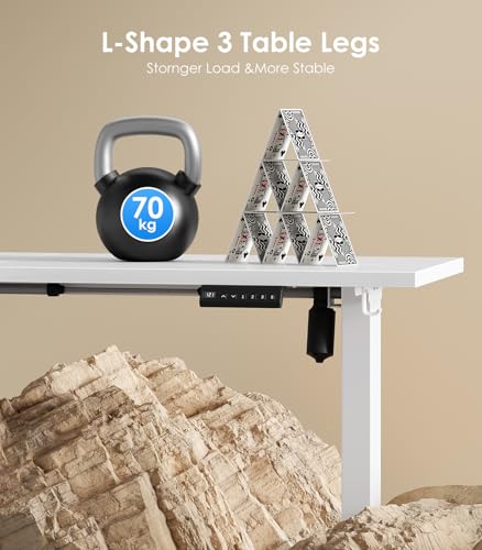 OffiGo Electric Standing Desk 180x140cm, Height Adjustable Corner Desk, L Shaped Desk mit Memory Control, Large Sit-Stand Table for Office Home Computer, White - Image 7