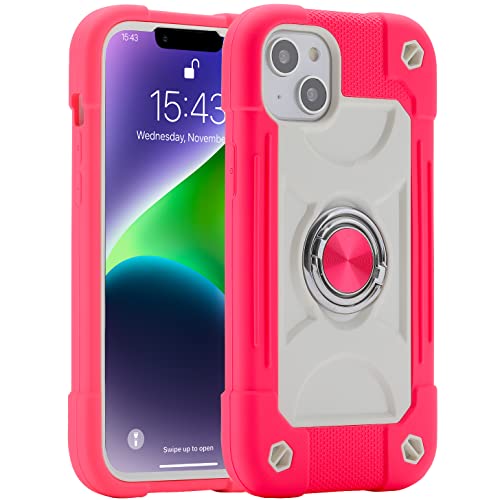 Image of MARKILL Compatible with iPhone Case with Ring Stand, Military Grade Drop Protection Full Body Rugged Heavy Duty Protective Durable Cover iPhone. (Hot Pink, iPhone 15 Plus /14 Plus 6.7 inch)