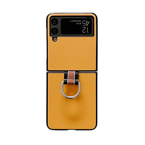 Coque Samsung Galaxy Z Flip 3 5G Antichoc Etui Plastique Dur Cuir PU Jaune