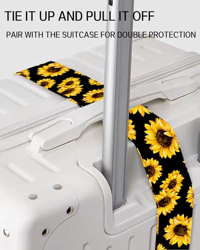 Image of Luggage Straps for Suitcases, Adjustable Travel Belt, Durable Wide Luggage Strap, Cute Suitcase Strap Identifiers with Buckle, Bag Straps for Luggage, Cute Sunflowers
