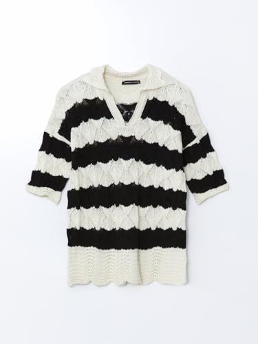 LC WAIKIKI Polo Neck Striped Women's Knitwear Sweater Xl Black