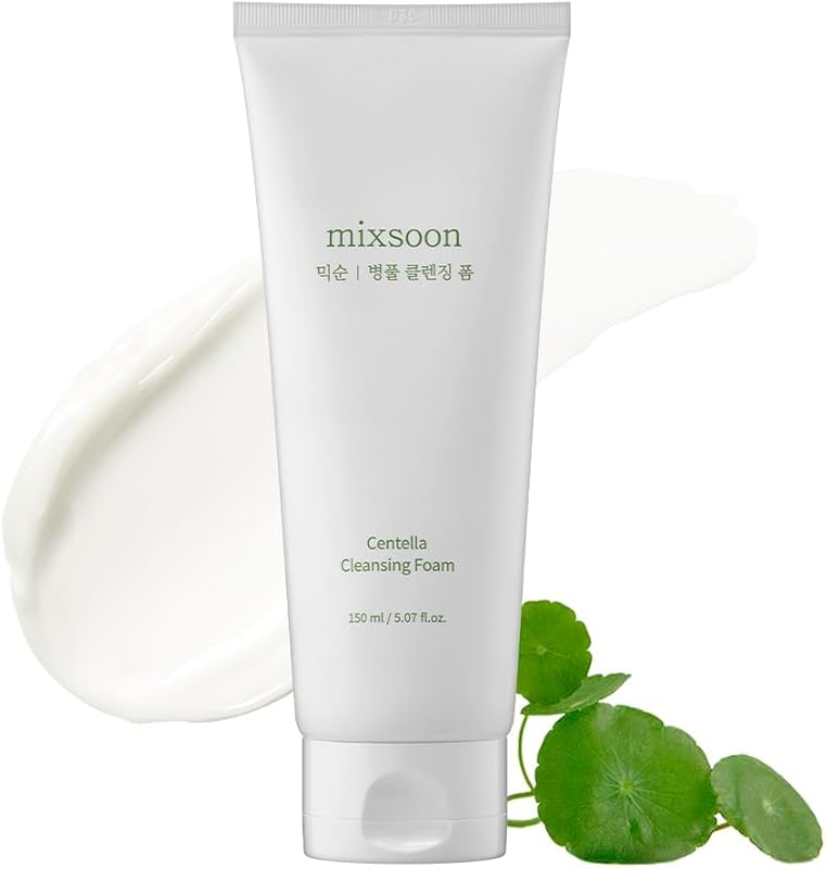 mixsoon Limpiador facial de espuma Centella con cica, Limpiador de pH bajo y calmante para la cara, Fórmula hidratante 150 ml / 5.07 fl. oz. Cuidado de la piel de vidrio coreano