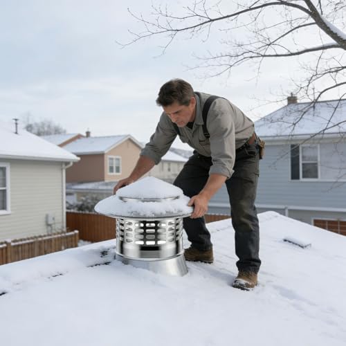Sombrerete de chimenea de acero inoxidable con rejilla protectora para tejados 7