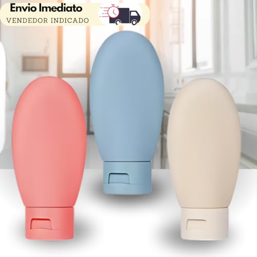 Kit Viagem 6 Frascos Silicone Pote 90ml Porta Creme Shampoo Perfume Loção Corporal Sabonete Líquido