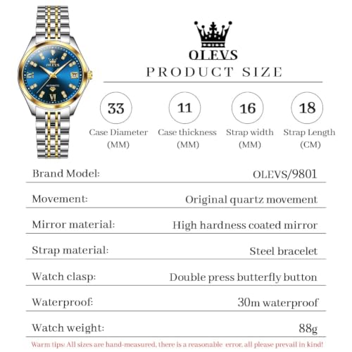 Image of OLEVS Automatic Watches for Women Self Winding Luxury Diamond Ladies Watch | Women's Gold Mechanical Wrist Watch, Date Waterproof, Original Import Dress Gift,Reloj Para Mujer
