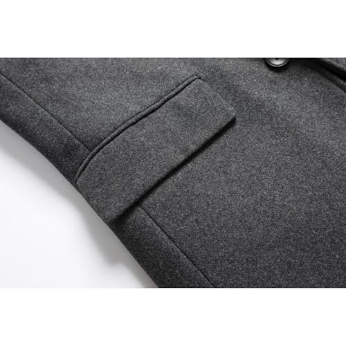 Image of INVACHI Men's Wool Blend Long Trench Coat Notched Collar Single Breasted Overcoat Warm Winter Pea Coat