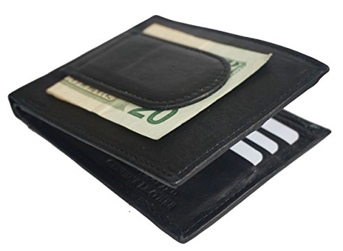 Genuine Leather Magnetic Money Spring Clip Horizontal Bifold Wallet Id Holder4