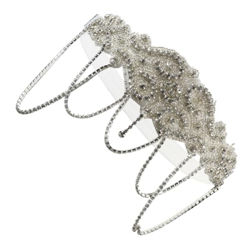 NOLITOY Cadena de borla para la frente diamantes de imitación de la década de 1920 tocado de hadas tocados complementos disfraz tocado de diamantes de imitación diadema de hadas pedrería