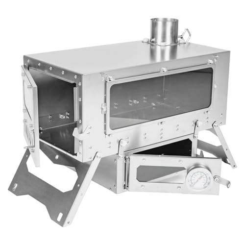 Réchaud chaud avec four – Réchaud portable léger en titane pour randonnée, chauffage, cuisine, pêche, pâtisserie – Fonction four amovible