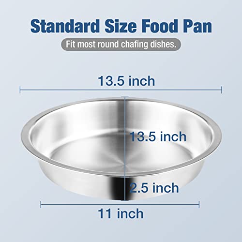 Restlrious Round Food Pan for 5 QT Chafer Chafing Dish Buffet Set, Stainless Steel Round Anti-Jam Food Pan Pack of 2 for Round Chafer Replacement in Buffet and Event Catering