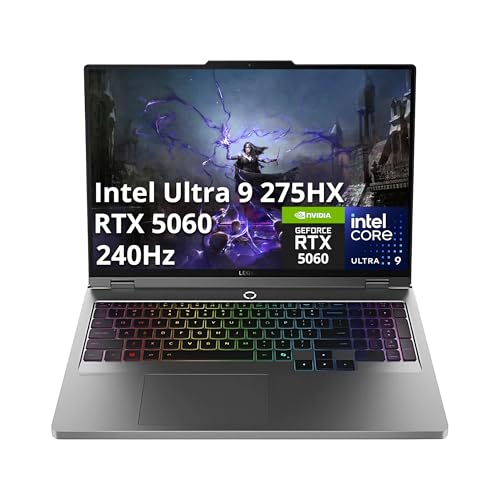 Lenovo Legion 5 16" WQXGA 240Hz Gaming Laptop, Intel Ultra 9 275HX, NVIDIA GeForce RTX 5060, 16GB DDR5, 2TB Storage (1TB SSD+1TB Docking Station Set), 24-Zone RGB Backlit Keyboard, Win 11 Pro, Gray