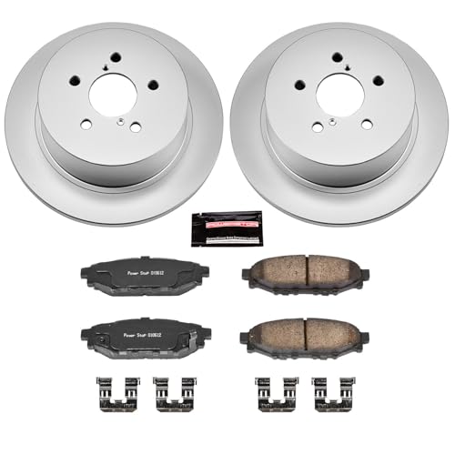 Image of PowerStop Z17 Brake Pad & Fully Coated Rotor Kit Rear CRK4632 | Subaru Legacy, Subaru Outback Ceramic Brake Pads + Fully Coated Disc Rotors