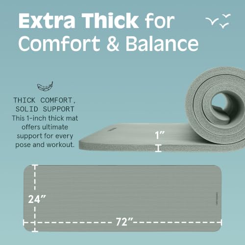 Image of Retrospec Solana Yoga Mat 1 inch Thick w /Nylon Strap for Men & Women - Non Slip Exercise Mat for Home Yoga, Pilates, Stretching, Floor & Fitness Workouts
