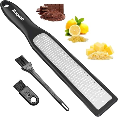 Haquno Citrus Zester & Manual Cheese Grater - Parmesano, Lemon, Jengier, Garlic, Nutmeg, Chocolate - Dishwasher Safe
