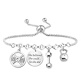 Lywjyb Birdgot Dumbbell Workout Bracelet Fitness Gift Fitness Trainer Merch Weightlifting Lover Gift (She believed fitness Br)