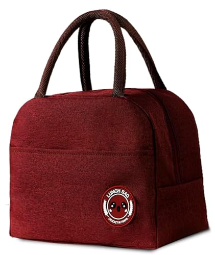 Image of Insulated Lunch Bag for Office, School, Men, Women, Hot & Cold Lunch Box, Tiffin Pouch (Red Bag)