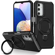 Smartphone Back Case For Sumsung Galaxy A15 Sleek Minimalist Slim Case,Metal Ring Kickstand Shockproof Hard PC Heavy Duty Protective Case [Military Drop Protection]For A15 Cover BundlesBlack