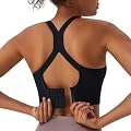 BROGBUS Polyamide High Elasticity Anti-Sweat Non-Wired Non-Padded Full Coverage Sports Bra for Women (Medium, Black)