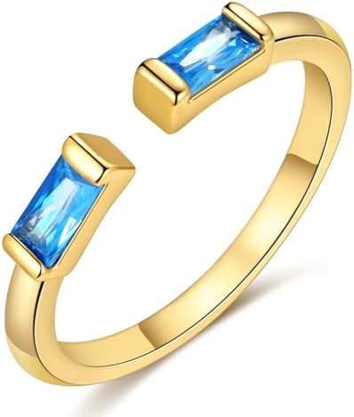 TOBENY Gold Birthstone Rings for Women 14K Gold Plated Adjustable Rings Non Tarn