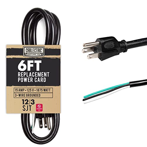 Image of 12 AWG Replacement Power Cord, 6 Ft - Open End, NEMA 5-15P Plug