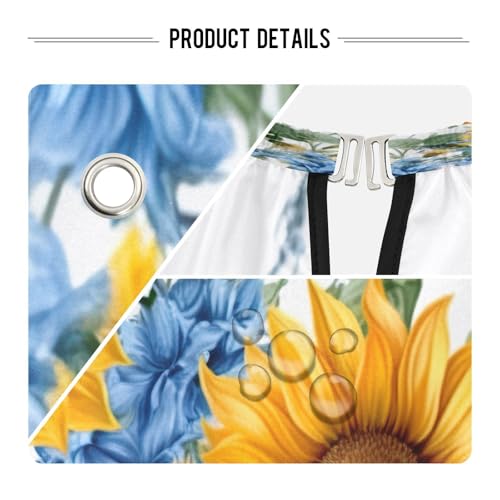 Capa de corte de cabello impermeable profesional MAOBLYR de girasoles y campanillas azules (3) con cierre ajustable de broche para peinados en barbería miniatura 4