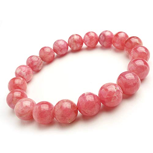 Bracelet rhodochrosite rose 10mm contre le stress en perles naturelles