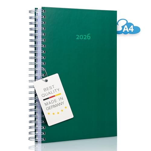 edition cumulus 2026 Der GROSSE Dicke – DIN A4 Kalender - MOOSGRÜN (dunkelgrün) – MADE IN GERMANY - großzügiger Platz für deine täglichen Termine - perfekt für Büro und Zuhause