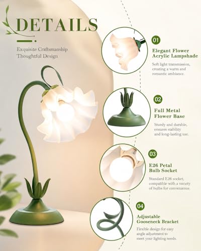 Image of WERFOP Flower Table Lamp Cute Desk Lamp for Bedroom Home Decor