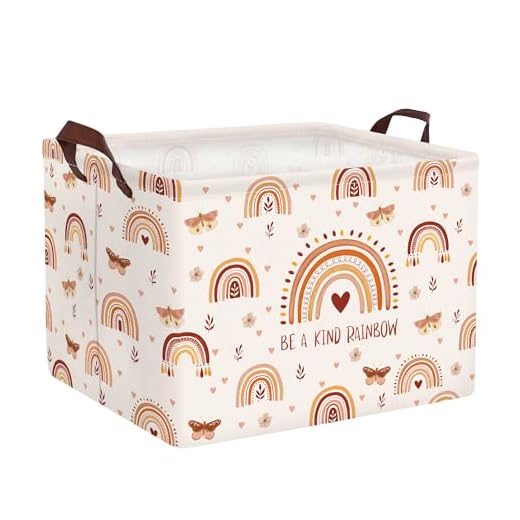 Clastyle Cajas de Almacenaje Rosa Cubo Arco Iris Mariposa Flores Boho Cesta para Guardar Ropa Juguetes Libro Rectangular para Habitación Infantil, 36L
