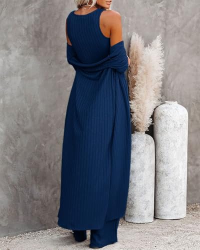 Image of Fessceruna Womens 3 Piece Lounge Pajamas Sets Cute Vacation Matching Set