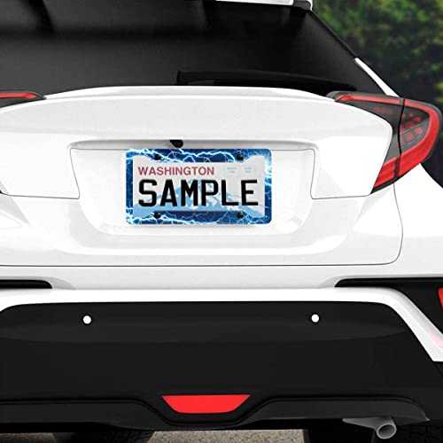 Lightning Print License Plate Frame Novelty Personalized Car Tag Holder 4 Holes Aluminum License Plate Covers With Screw Caps Car Accessories For Men Women #TOP3