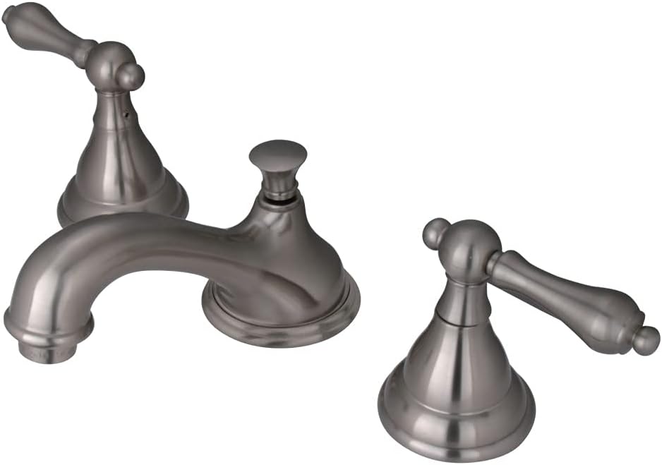 Kingston Brass KS5568AL Widespread Lavatory Faucet with Metal Lever Handle, 4-3/4", Brushed Nickel