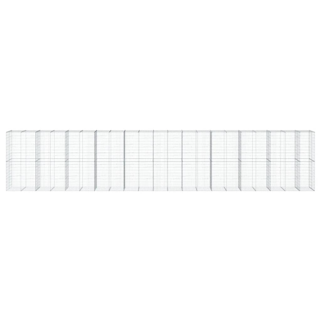 Gavión con tapa, 1050 x 100 x 200 cm, cesta de piedra galvanizada | Cesta de alambre de metal resistente para jardín para colgar en la pared o para exteriores