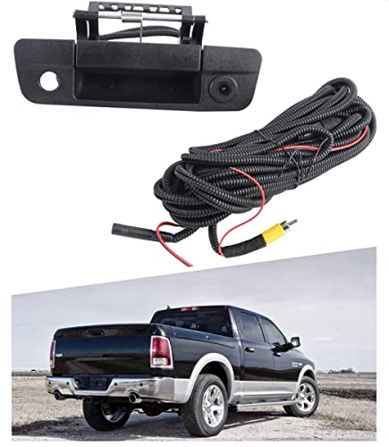 Image of DYRDINSHOW Tailgate Replace Rear View Camera Backup Tailgate Handle Camera Compatible with Dodge Ram 2009-2017,Tailgate Door Handle Replacement Camera(Color: Black)