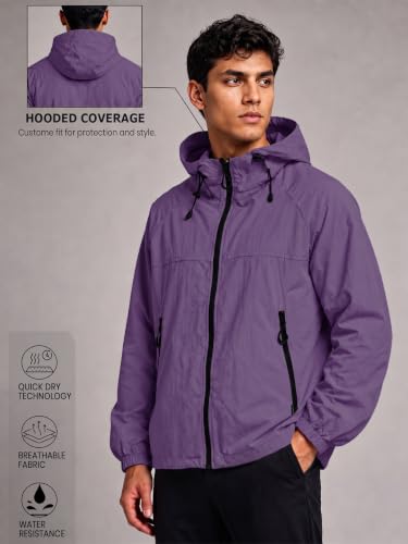 Image of CHKOKKO Windcheater Jacket For Men With Hood UPF 50+ UV Sun Protection | Lightweight Breathable Water-Repellent Windbreaker | Nylon Fabric Outdoor Running Biker Dailywear Jacket