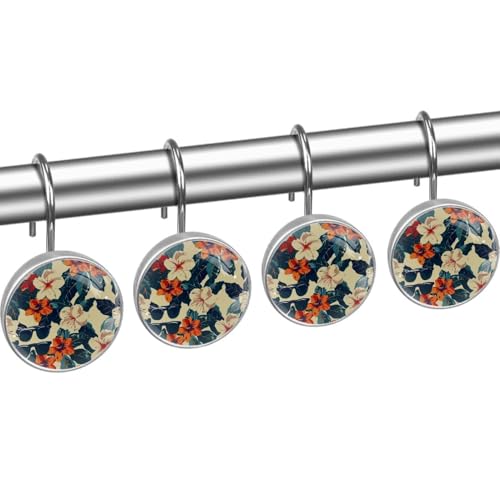 Ganchos de cortina de ducha anticaídas con anillos de cristal para baño 3