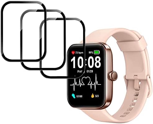 Sahouden 3D Screen Protector Compatible with AITAFY Smart Watch, AITAFY ID207/FVYAO ID207/Gydom ID207/TMHAI ID207/Aeac ID207/TenskyTK02 Band 1.69 inch smartwatch,Full Coverage Curved Edge frame (Black-3 PACK)