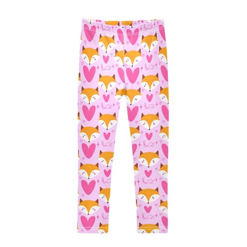 Girls Leggings Size 4T Cartoon Fox Pink Soft Stretchy Pants Breathable Girl Clothes for School Dance