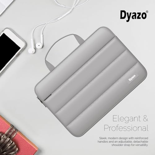 Image of Dyazo 15.6 Inch Fluffy Laptop Sleeve Bag | Soft Padded Protective Case with Handle & Front Pocket | Water-Resistant Cover | Compatible for MacBook, HP, Dell, Lenovo, Acer, Asus & Other Notebook (Grey)