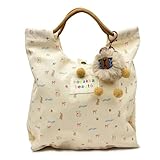 KASESSS Pequeño Bolsa Tote Bag, Bolsas de Tela, Bolsa Compra Lavable con Adorno Colgante de Felpa, Reutilizable Bolsas de Poliéster de Calidad, Bolso Bandolera para Universidad, Trabajo, Compras