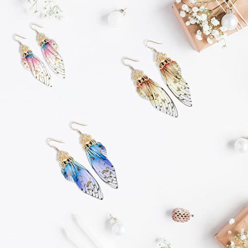 Jadive 4 Pairs Butterfly Wing Drop Earrings Christmas Butterfly Fairy Dangle Earring Multicolored Hook Simulation Insect for Women Wedding Jewelry4