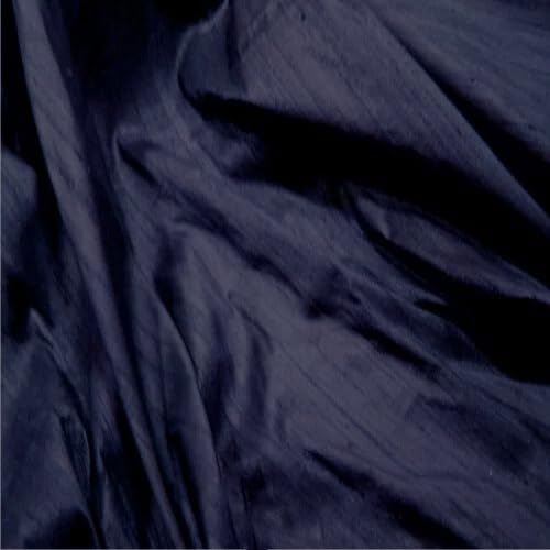 Silk Dupion Fabric, 100% Silk Yarn, 112cm Wide, Luxurious Slub Texture, for Fashion and Soft Furnishings, Multiple Colours (Navy (72), Sample (15 cm x 15cm))