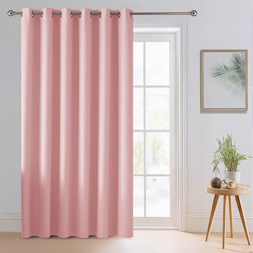 Image of RYB HOME Blackout Thermal Insulated Curtains, Portable Curtain for Sliding Glass Door /Storage /Space Room Divider, Large Window Treatment Room Divider Panel, W80 x L84, Pink, 1 Panel