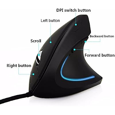 Ai5G Wired Vertical Mouse Adjustable DPI Laptop Desktop Computer Mouse Optical Mice (for Right Hand)
