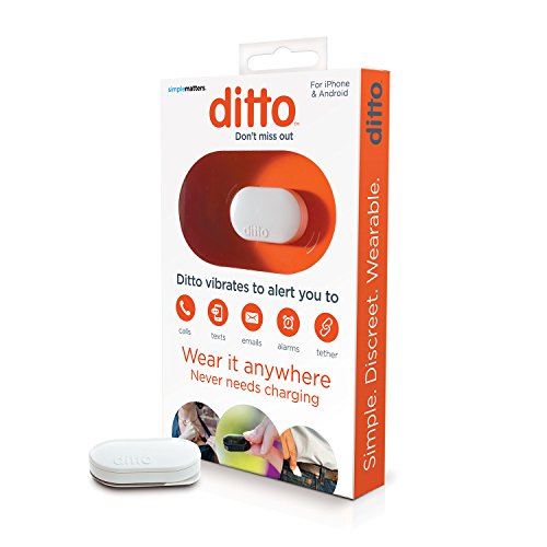 Simple Matters, Ditto Vibrating Notification Device for People with Hearing Loss, Waterproof, iOS & Android Compatible, White