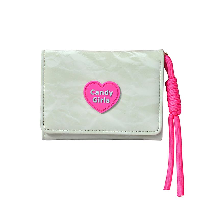 Coquette Heart Wallet for Women Cute Leather Coin Purse with Lanyard Y2K Travel Cash Credit Card Holder Bifold Wallet (Green,Onesize)