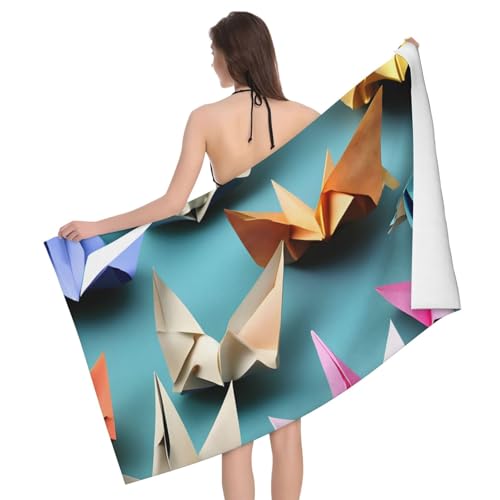 Tamiger origami carta gru Print Bay telo mare oversize asciugamano da bagno 52x32 pollici altamente assorbente ad asciugatura rapida morbido