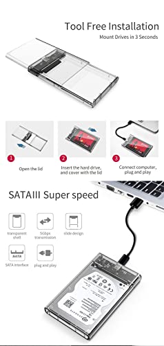 capa transparente para hd externo, caixa para disco rígido ssd, usb 3.0, estojo para hdd/compartimen
