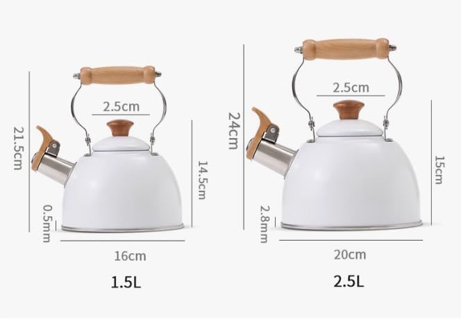 笛吹きケトル ストーブトップケトル - 👝 注ぎやすい、ハンドル付き 【焦げ付き防止コーティング】 ガスIH調理器用ステンレススチールティーケトル