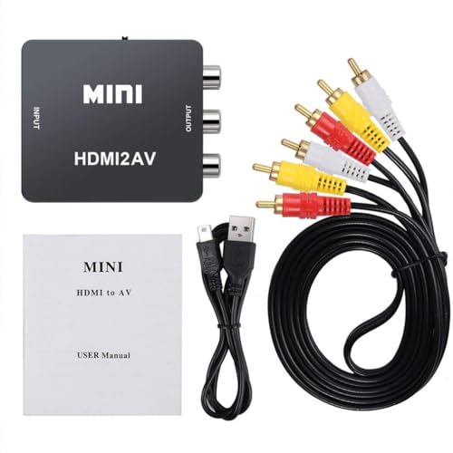 Image of HDMI /HDTV to AV /3RCA Scaler Adapter HD Video Composite Converter Box HDMI to RCA /CVSB L /R Video 1080P Mini HDMI2AV Support NTSC PAL New (White) with Cable